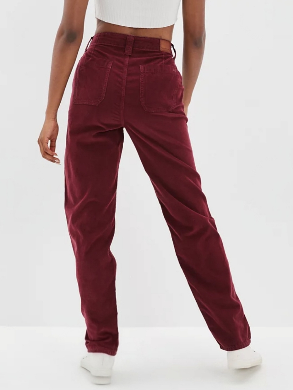 American Eagle Baggy Mom Corduroy Pant NWT High Rise Burgundy Size 8 - Picture 7 of 11